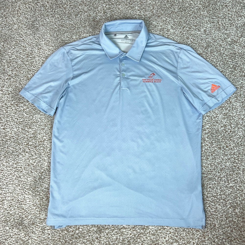 Adidas Shirt Mens Large Blue Polo Active Golf Hammock Beach Polo Performance Top